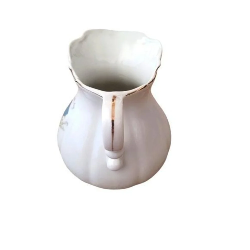 Vintage‎ Holly Hobbie Porcelain Pitcher 1973 Gold Trim Made in Japan White Blue